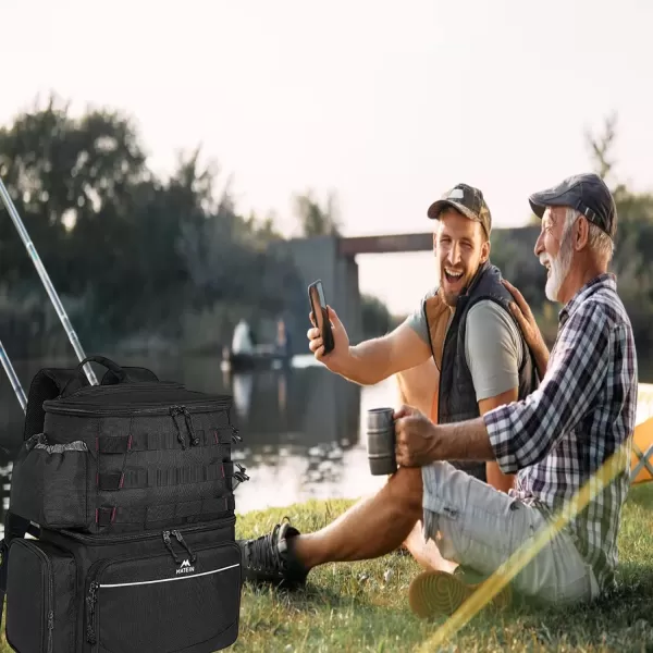 MATEIN Fishing Tackle Backpack with Cooler, Large Fishing Bag with Rod Holders for 4 Trays  &amp; Fishing gear