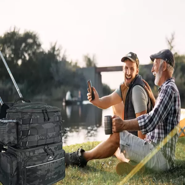 MATEIN Fishing Tackle Backpack with Cooler, Large Fishing Bag with Rod Holders for 4 Trays  &amp; Fishing gear