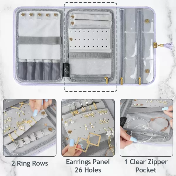 MATEIN Jewelry Travel Organizer for Women, Tangle Free Portable Leather Jewelry Storage Roll Bag Envelope Clutch, Waterproof Lightweight Jewelry Case Holder for Necklaces, Rings, Earrings, Bracelets