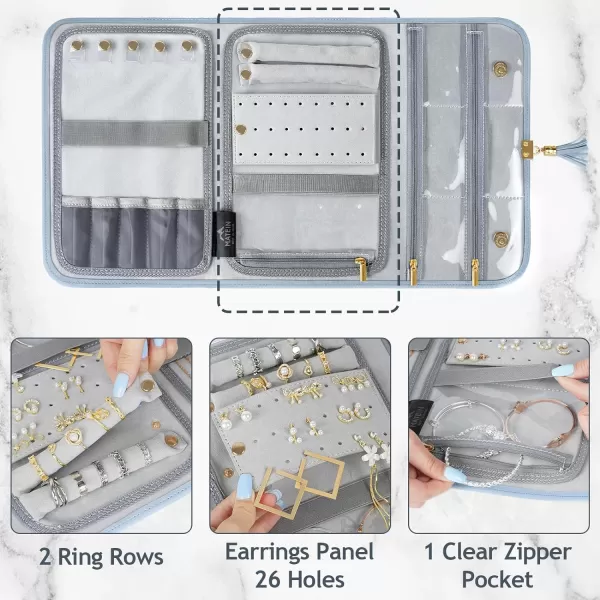 MATEIN Jewelry Travel Organizer for Women, Tangle Free Portable Leather Jewelry Storage Roll Bag Envelope Clutch, Waterproof Lightweight Jewelry Case Holder for Necklaces, Rings, Earrings, Bracelets