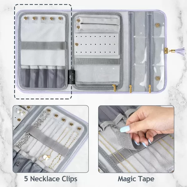 MATEIN Jewelry Travel Organizer for Women, Tangle Free Portable Leather Jewelry Storage Roll Bag Envelope Clutch, Waterproof Lightweight Jewelry Case Holder for Necklaces, Rings, Earrings, Bracelets