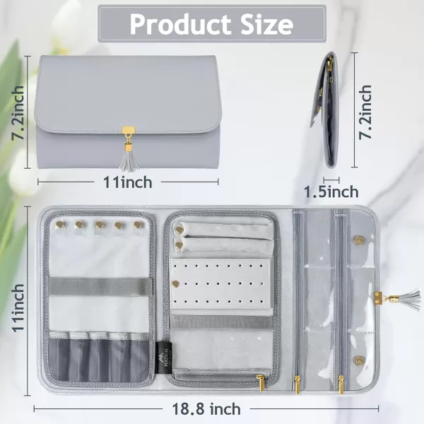 MATEIN Jewelry Travel Organizer for Women, Tangle Free Portable Leather Jewelry Storage Roll Bag Envelope Clutch, Waterproof Lightweight Jewelry Case Holder for Necklaces, Rings, Earrings, Bracelets