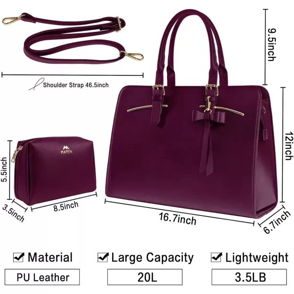MATEIN Laptop Tote Bag for Women, Large Waterproof PU Leather Work Briefcase with USB Charging Port Casual Computer Shoulder Bag Messenger fits 15.6 Inch, Business Handbag Satchel Purse 2pcs Set,Black