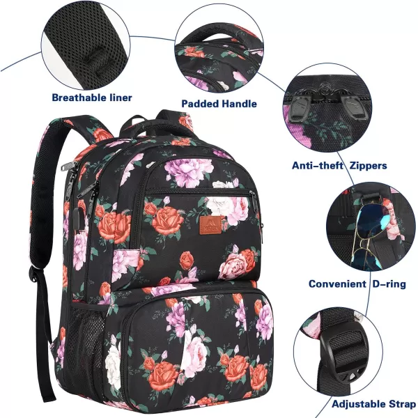 MATEIN Lunch Backpack for Men Work, 17 Inch Insulated Cooler Backpack Lunch Box with USB Charging Port, Water Resistant Laptop Backpack Computer Bag Meal Prep Backpack for Picnic College Travel, Black