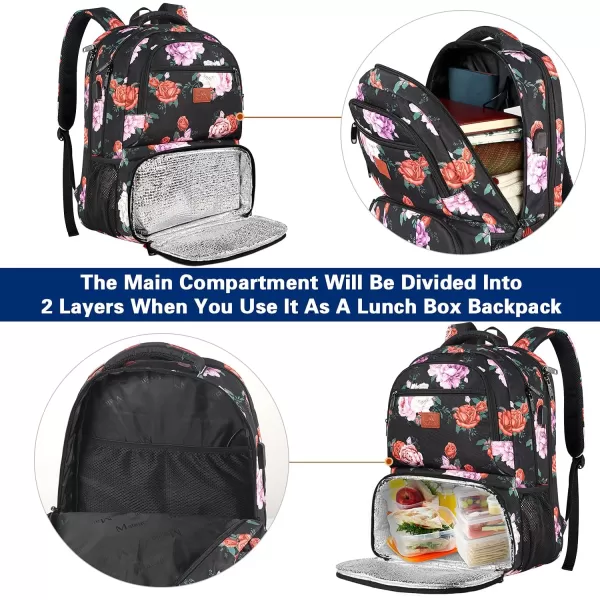 MATEIN Lunch Backpack for Men Work, 17 Inch Insulated Cooler Backpack Lunch Box with USB Charging Port, Water Resistant Laptop Backpack Computer Bag Meal Prep Backpack for Picnic College Travel, Black