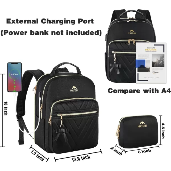 MATEIN Mini Backpack for Women, Waterproof Stylish Daypack Purse Shoulder Bag with USB Charging Port, Lightweight Small Casual Daily Travel Backpack, Ladies Gift for College Work, 2pcs Sets, Black