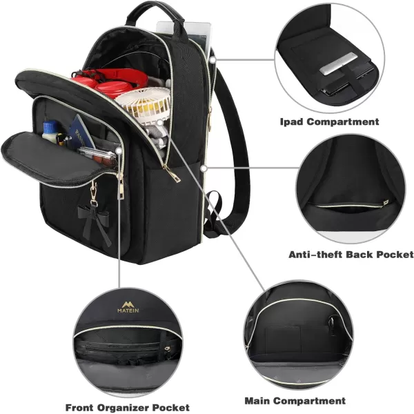 MATEIN Mini Backpack for Women, Waterproof Stylish Daypack Purse Shoulder Bag with USB Charging Port, Lightweight Small Casual Daily Travel Backpack, Ladies Gift for College Work, 2pcs Sets, Black