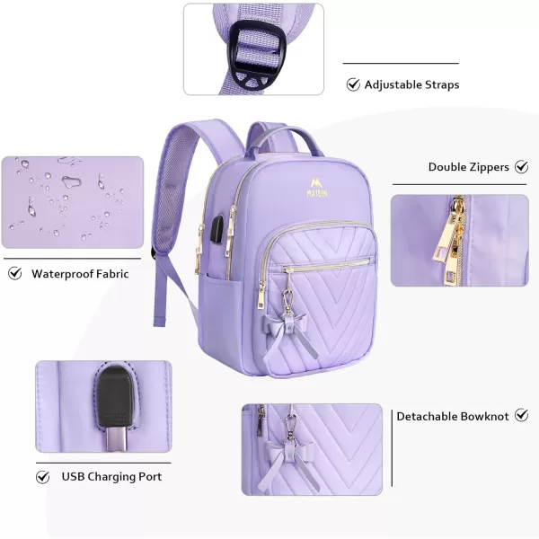 MATEIN Mini Backpack for Women, Waterproof Stylish Daypack Purse Shoulder Bag with USB Charging Port, Lightweight Small Casual Daily Travel Backpack, Ladies Gift for College Work, 2pcs Sets, Black
