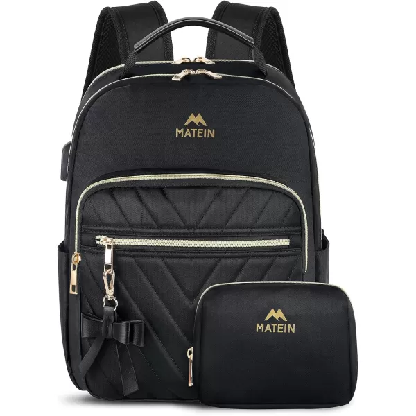 MATEIN Mini Backpack for Women, Waterproof Stylish Daypack Purse Shoulder Bag with USB Charging Port, Lightweight Small Casual Daily Travel Backpack, Ladies Gift for College Work, 2pcs Sets, Black