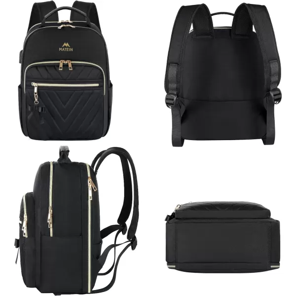 MATEIN Mini Backpack for Women, Waterproof Stylish Daypack Purse Shoulder Bag with USB Charging Port, Lightweight Small Casual Daily Travel Backpack, Ladies Gift for College Work, 2pcs Sets, Black