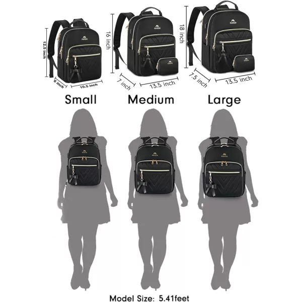MATEIN Mini Backpack for Women, Waterproof Stylish Daypack Purse Shoulder Bag with USB Charging Port, Lightweight Small Casual Daily Travel Backpack, Ladies Gift for College Work, 2pcs Sets, Black