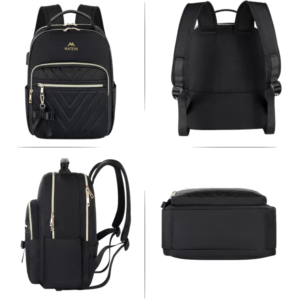MATEIN Mini Backpack for Women, Waterproof Stylish Daypack Purse Shoulder Bag with USB Charging Port, Lightweight Small Casual Daily Travel Backpack, Ladies Gift for College Work, 2pcs Sets, Black