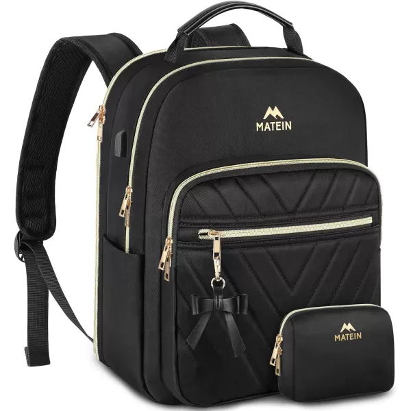 MATEIN Mini Backpack for Women, Waterproof Stylish Daypack Purse Shoulder Bag with USB Charging Port, Lightweight Small Casual Daily Travel Backpack, Ladies Gift for College Work, 2pcs Sets, Black