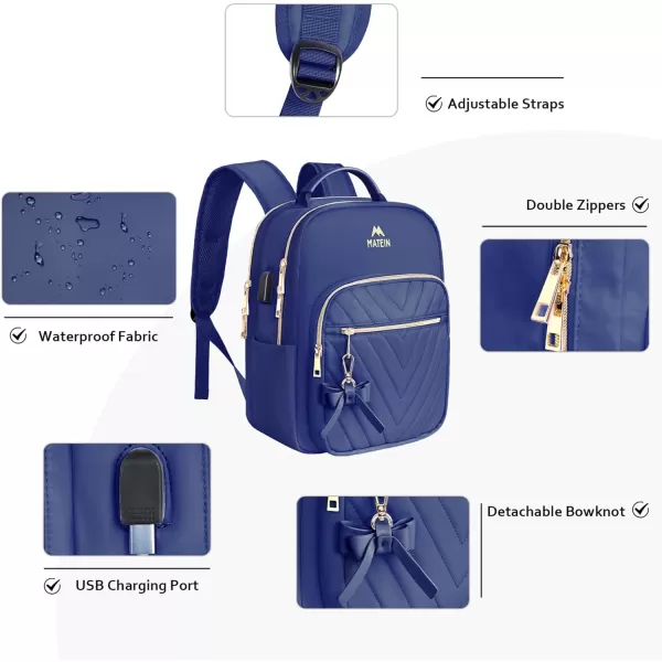 MATEIN Mini Backpack for Women, Waterproof Stylish Daypack Purse Shoulder Bag with USB Charging Port, Lightweight Small Casual Daily Travel Backpack, Ladies Gift for College Work, 2pcs Sets, Black