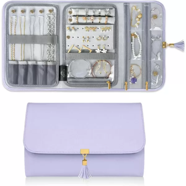 MATEIN Jewelry Travel Organizer for Women, Tangle Free Portable Leather Jewelry Storage Roll Bag Envelope Clutch, Waterproof Lightweight Jewelry Case Holder for Necklaces, Rings, Earrings, Bracelets