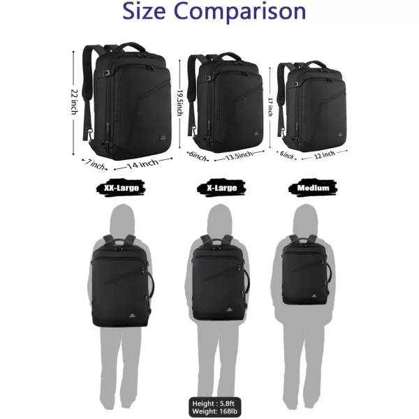 MATEIN Carry on Backpack, Extra Large Travel Backpack Expandable Airplane Approved Weekender Bag for Men and Women, Water Resistant Lightweight Daypack for Flight 40L, Black