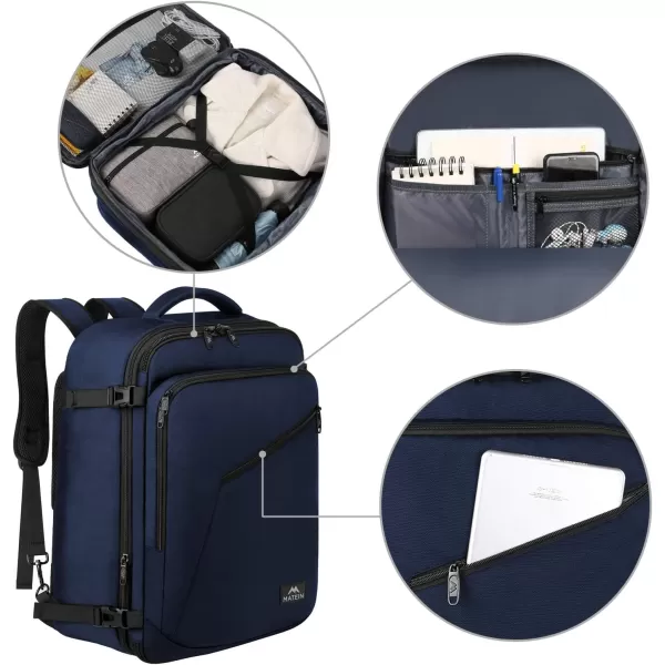 MATEIN Carry on Backpack, Extra Large Travel Backpack Expandable Airplane Approved Weekender Bag for Men and Women, Water Resistant Lightweight Daypack for Flight 40L, Black