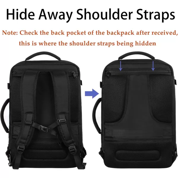 MATEIN Carry on Backpack, Extra Large Travel Backpack Expandable Airplane Approved Weekender Bag for Men and Women, Water Resistant Lightweight Daypack for Flight 40L, Black