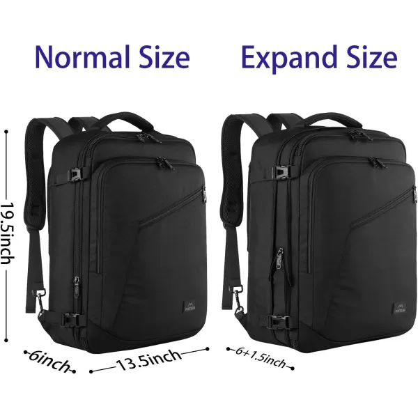 MATEIN Carry on Backpack, Extra Large Travel Backpack Expandable Airplane Approved Weekender Bag for Men and Women, Water Resistant Lightweight Daypack for Flight 40L, Black