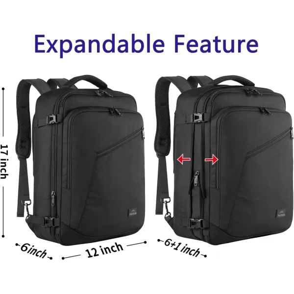 MATEIN Carry on Backpack, Extra Large Travel Backpack Expandable Airplane Approved Weekender Bag for Men and Women, Water Resistant Lightweight Daypack for Flight 40L, Black