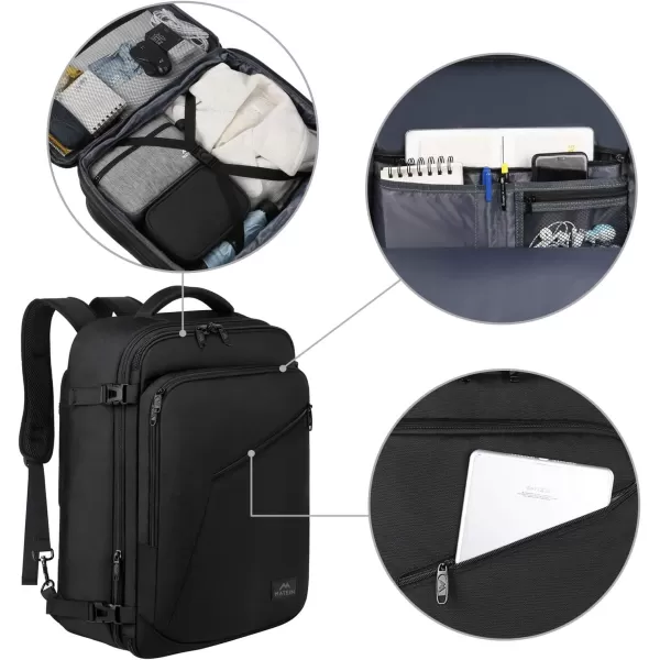 MATEIN Carry on Backpack, Extra Large Travel Backpack Expandable Airplane Approved Weekender Bag for Men and Women, Water Resistant Lightweight Daypack for Flight 40L, Black