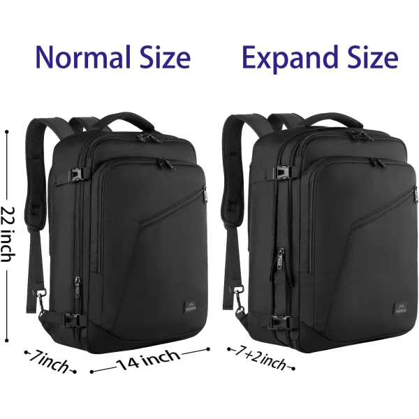 MATEIN Carry on Backpack, Extra Large Travel Backpack Expandable Airplane Approved Weekender Bag for Men and Women, Water Resistant Lightweight Daypack for Flight 40L, Black