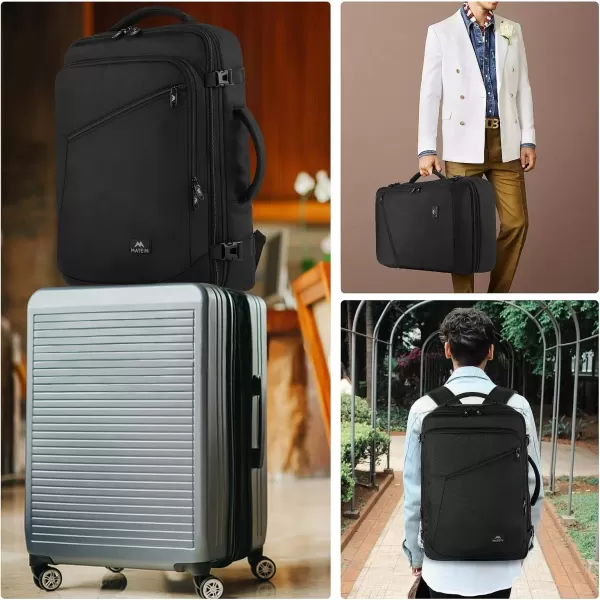 MATEIN Carry on Backpack, Extra Large Travel Backpack Expandable Airplane Approved Weekender Bag for Men and Women, Water Resistant Lightweight Daypack for Flight 40L, Black
