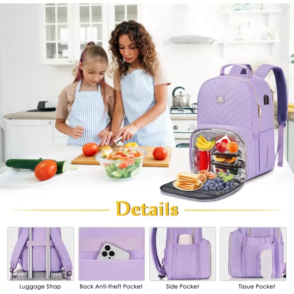 MATEIN Lunch Backpack for Women, 15.6inch Laptop Work Backpack with Insulated Cooler Compartment, Water Resistant Teacher Nurse Backpack with USB Port for College Picnic Camping Beaches, Women Gifts