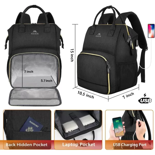 MATEIN Travel Backpack for Men, 17 Inch Laptop Backpack with USB Charging Port for Women, Insulated Lunch Backpack Cooler Lunch Box Leakproof Computer Fashion Backpack for College Nurse Teacher Picnic