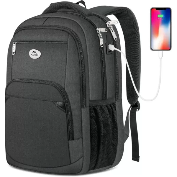 MATEIN Backpack, Business Backpack for Men, Water Resistant Men's Travel Laptop Bag with Charger for Airplane, 15.6 Inch Sturdy Padded Commuter Daypack Theft Proof, Work Gifts
