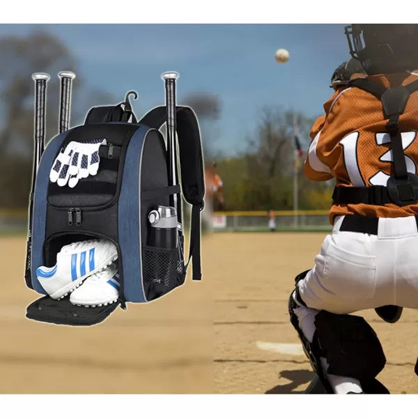 MATEIN Baseball Backpack, Lightweight Softball Bag with Shoes Compartment for Men, Large Capacity Baseball Bags Gift for Adults with Fence Hook Hold 4 Tee Ball Bats, TBall Gear, Helmet