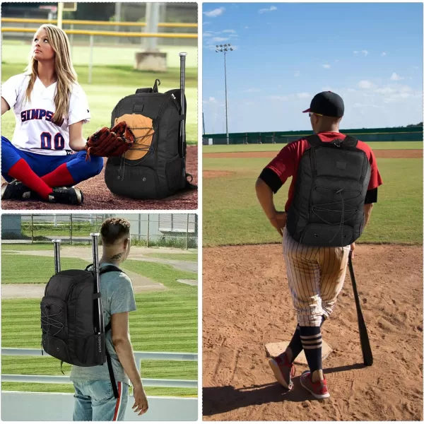MATEIN Baseball Backpack, Softball Bat Bag with Shoes Compartment for Youth, Boys and Adult, Lightweight Baseball Bag with Fence Hook Hold TBall Bat, Batting Mitten, Helmet, Caps, Teeball Gear