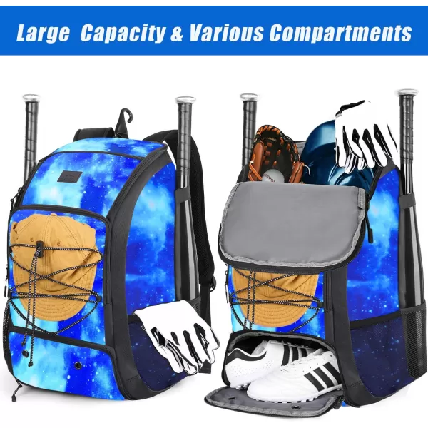 MATEIN Baseball Backpack, Softball Bat Bag with Shoes Compartment for Youth, Boys and Adult, Lightweight Baseball Bag with Fence Hook Hold TBall Bat, Batting Mitten, Helmet, Caps, Teeball Gear