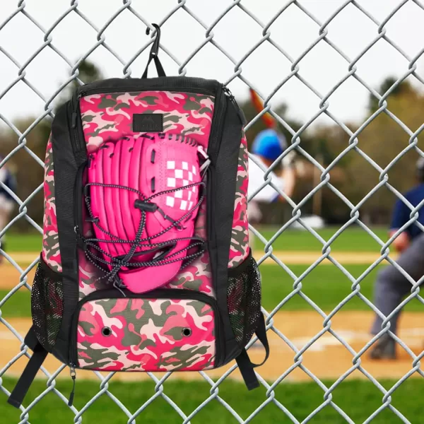 MATEIN Baseball Backpack, Softball Bat Bag with Shoes Compartment for Youth, Boys and Adult, Lightweight Baseball Bag with Fence Hook Hold TBall Bat, Batting Mitten, Helmet, Caps, Teeball Gear