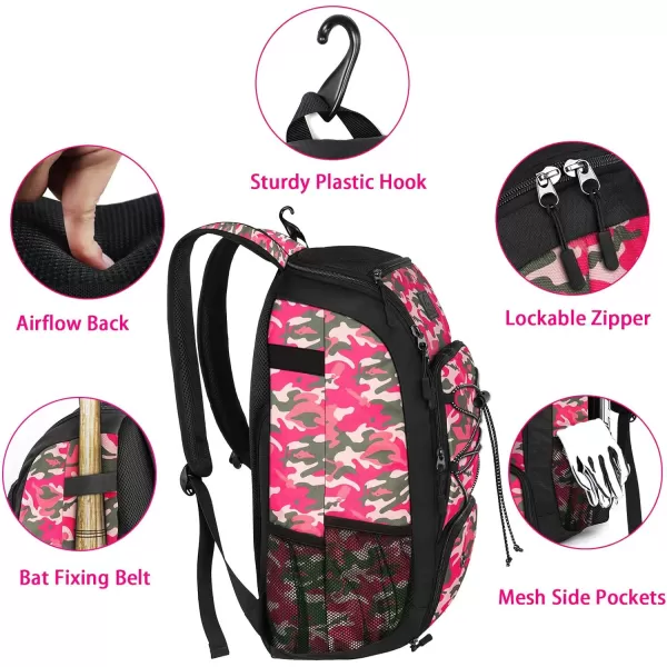 MATEIN Baseball Backpack, Softball Bat Bag with Shoes Compartment for Youth, Boys and Adult, Lightweight Baseball Bag with Fence Hook Hold TBall Bat, Batting Mitten, Helmet, Caps, Teeball Gear
