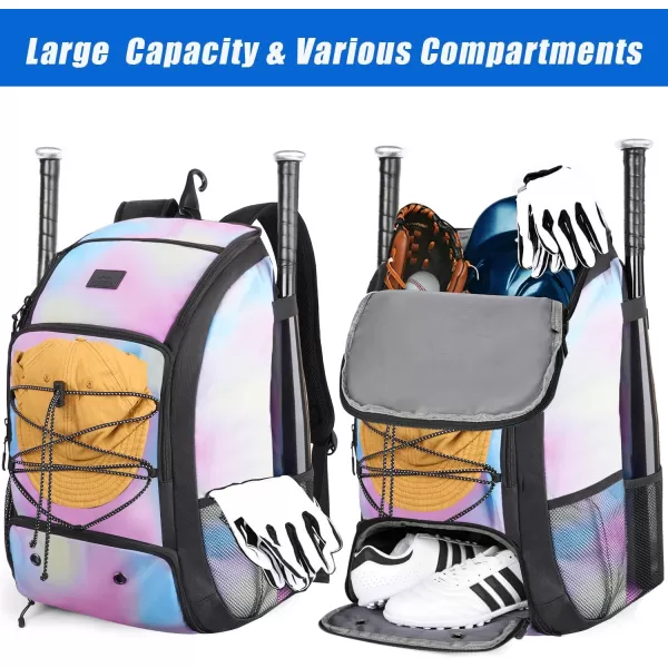 MATEIN Baseball Backpack, Softball Bat Bag with Shoes Compartment for Youth, Boys and Adult, Lightweight Baseball Bag with Fence Hook Hold TBall Bat, Batting Mitten, Helmet, Caps, Teeball Gear