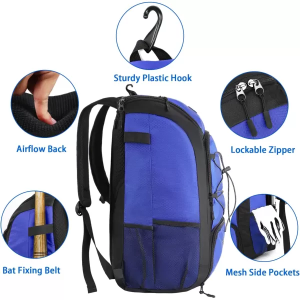 MATEIN Baseball Backpack, Softball Bat Bag with Shoes Compartment for Youth, Boys and Adult, Lightweight Baseball Bag with Fence Hook Hold TBall Bat, Batting Mitten, Helmet, Caps, Teeball Gear