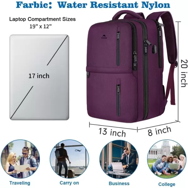 MATEIN Carry on Backpack, 40L Flight Approved Large Travel Laptop Backpack with USB Charge Port, 17 Inch Water Resistant Luggage Computer Daypack College Overnight Weekender Bag for Men &amp; Women, Black