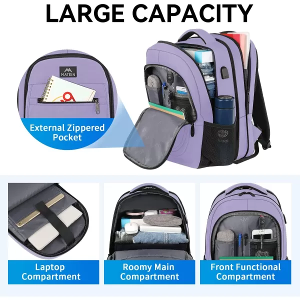 MATEIN College Large Travel Backpack, TSA Expandable Laptop Backpack with USB Charging Port, Anti Theft Computer Bag Fit 17.3 Inch Laptop Water Resistant College Backpack Gift for Men Women, Black