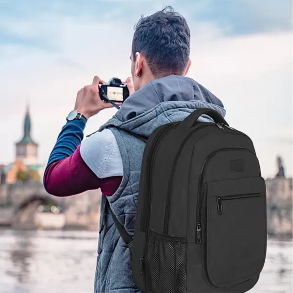 MATEIN College Large Travel Backpack, TSA Expandable Laptop Backpack with USB Charging Port, Anti Theft Computer Bag Fit 17.3 Inch Laptop Water Resistant College Backpack Gift for Men Women, Black