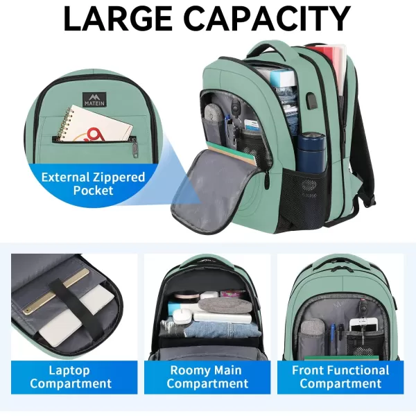 MATEIN College Large Travel Backpack, TSA Expandable Laptop Backpack with USB Charging Port, Anti Theft Computer Bag Fit 17.3 Inch Laptop Water Resistant College Backpack Gift for Men Women, Black