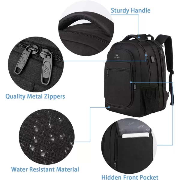 MATEIN College Large Travel Backpack, TSA Expandable Laptop Backpack with USB Charging Port, Anti Theft Computer Bag Fit 17.3 Inch Laptop Water Resistant College Backpack Gift for Men Women, Black