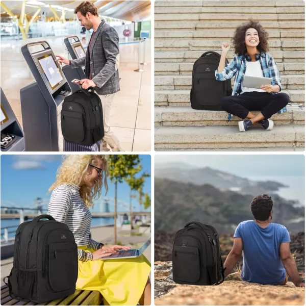 MATEIN College Large Travel Backpack, TSA Expandable Laptop Backpack with USB Charging Port, Anti Theft Computer Bag Fit 17.3 Inch Laptop Water Resistant College Backpack Gift for Men Women, Black