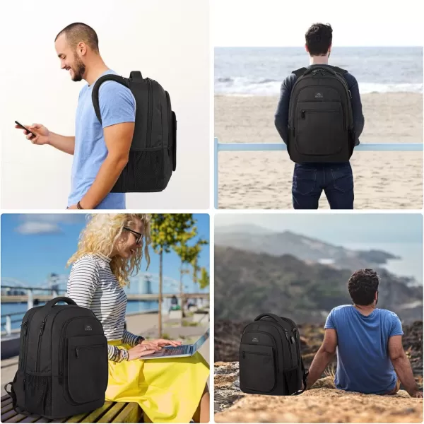 MATEIN College Large Travel Backpack, TSA Expandable Laptop Backpack with USB Charging Port, Anti Theft Computer Bag Fit 17.3 Inch Laptop Water Resistant College Backpack Gift for Men Women, Black