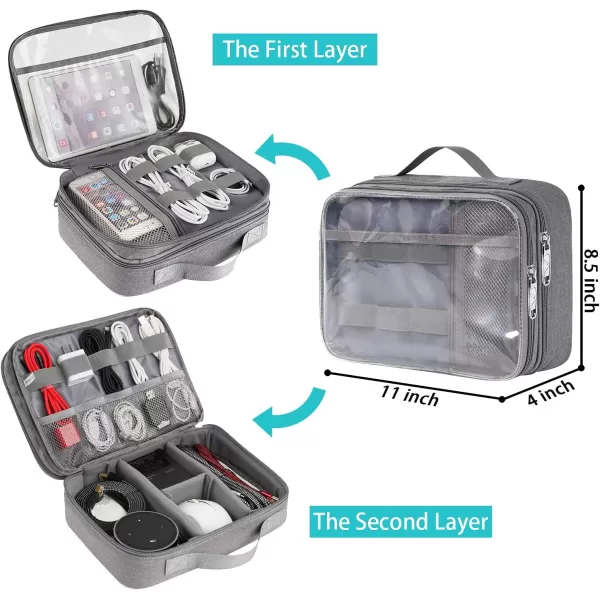 MATEIN Electronics Organizer Travel Case, Water Resistant Cable Organizer Bag for Travel Essentials, Tech Gifts for Men, Storage Bag as Accessories for Phone, Cord, iPad, Black