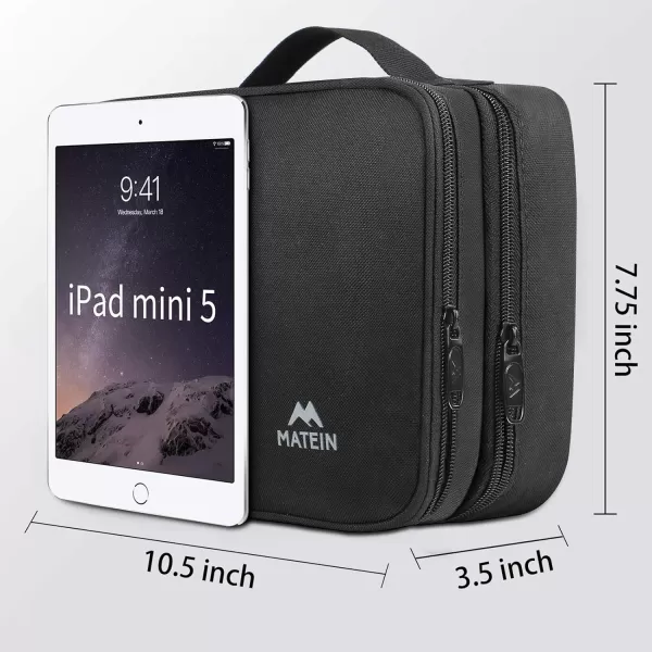 MATEIN Electronics Organizer Travel Case, Water Resistant Cable Organizer Bag for Travel Essentials, Tech Gifts for Men, Storage Bag as Accessories for Phone, Cord, iPad, Black