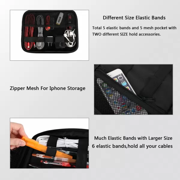 MATEIN Electronics Organizer Travel Case, Water Resistant Cable Organizer Bag for Travel Essentials, Tech Gifts for Men, Storage Bag as Accessories for Phone, Cord, iPad, Black