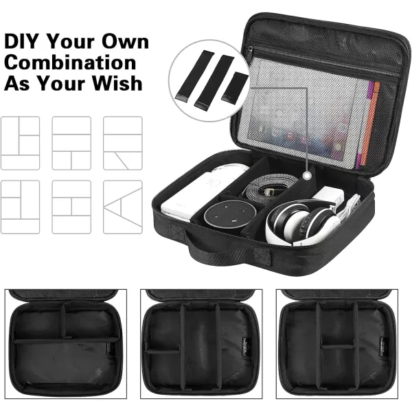MATEIN Electronics Organizer Travel Case, Water Resistant Cable Organizer Bag for Travel Essentials, Tech Gifts for Men, Storage Bag as Accessories for Phone, Cord, iPad, Black