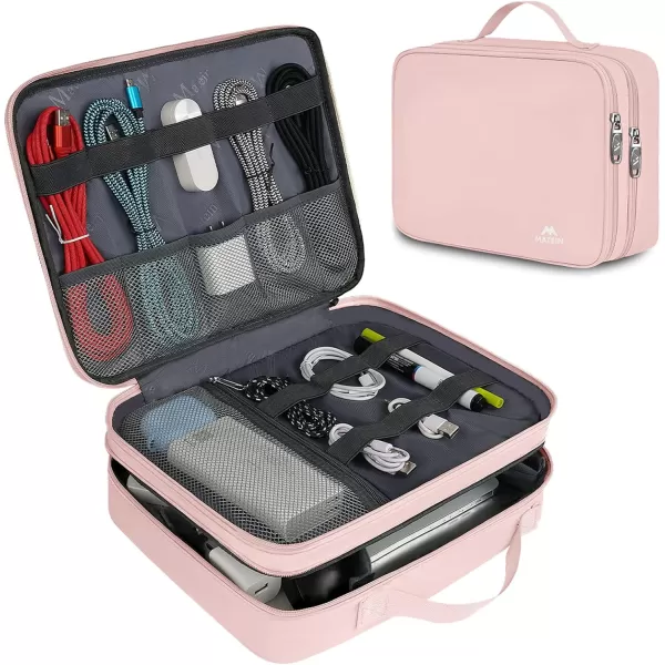 MATEIN Electronics Organizer Travel Case, Water Resistant Cable Organizer Bag for Travel Essentials, Tech Gifts for Men, Storage Bag as Accessories for Phone, Cord, iPad, Black