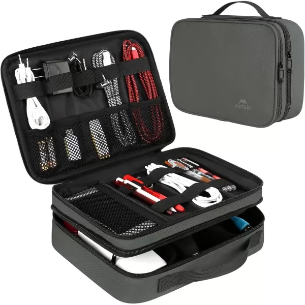 MATEIN Electronics Organizer Travel Case, Water Resistant Cable Organizer Bag for Travel Essentials, Tech Gifts for Men, Storage Bag as Accessories for Phone, Cord, iPad, Black